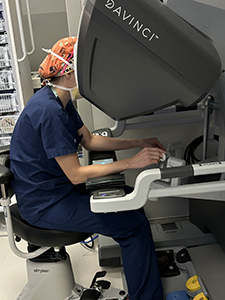 Dr. McKerchie performing surgery at Munson Healthcare Charlevoix using the Da Vinci XI Surgical System